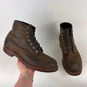 Chippewa LLBean Katahdin Iron Works Engineer cap boots mens 9.5 D brown leather